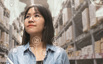 Woman in warehouse