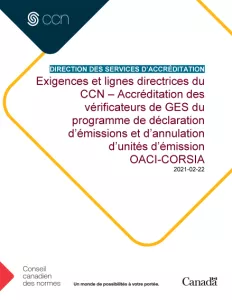 Exigences et lignes directrices du CCN – Accréditation des vérificateurs de GES du programme de déclaration d’émissions et d’annulation d’unités d’émission  OACI-CORSIA