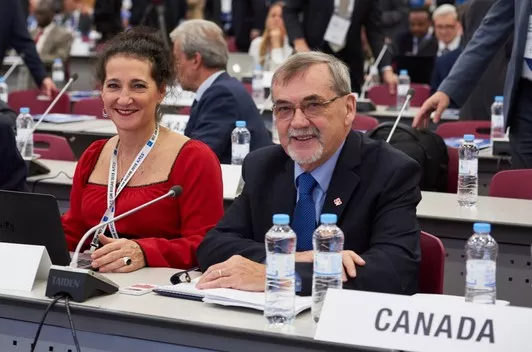 Lynne Gibbens, SCC Manager, International Standards Development, IEC and Jacques Régis, former President of CANC/IEC at the 2019 IEC General Assembly in Shanghai, China. Lynne Gibbens, SCC Manager, International Standards Development, IEC and Jacques Régis, former President of CANC/IEC at the 2019 IEC General Assembly in Shanghai, China.