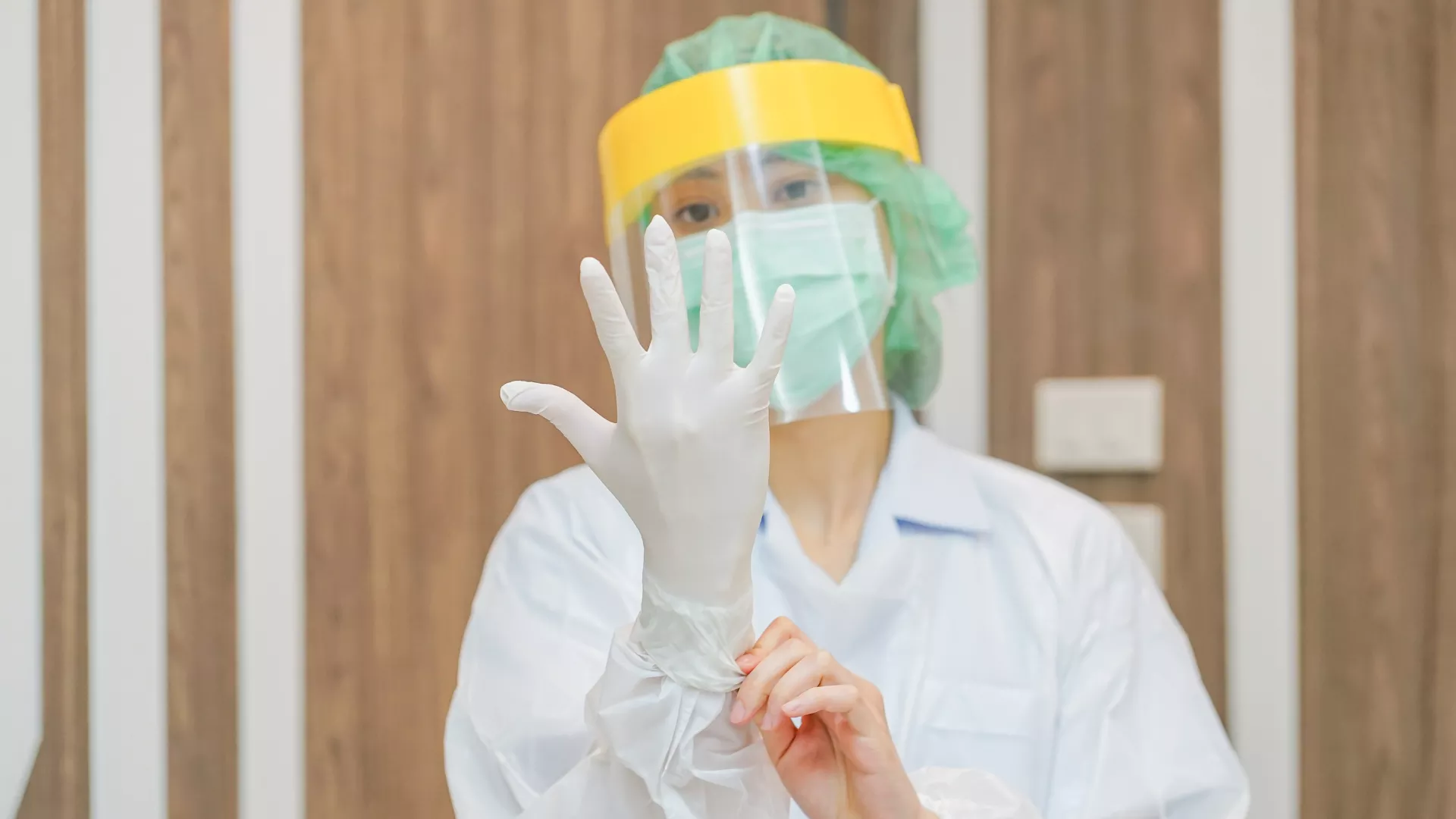 Person wearing personal protective equipment