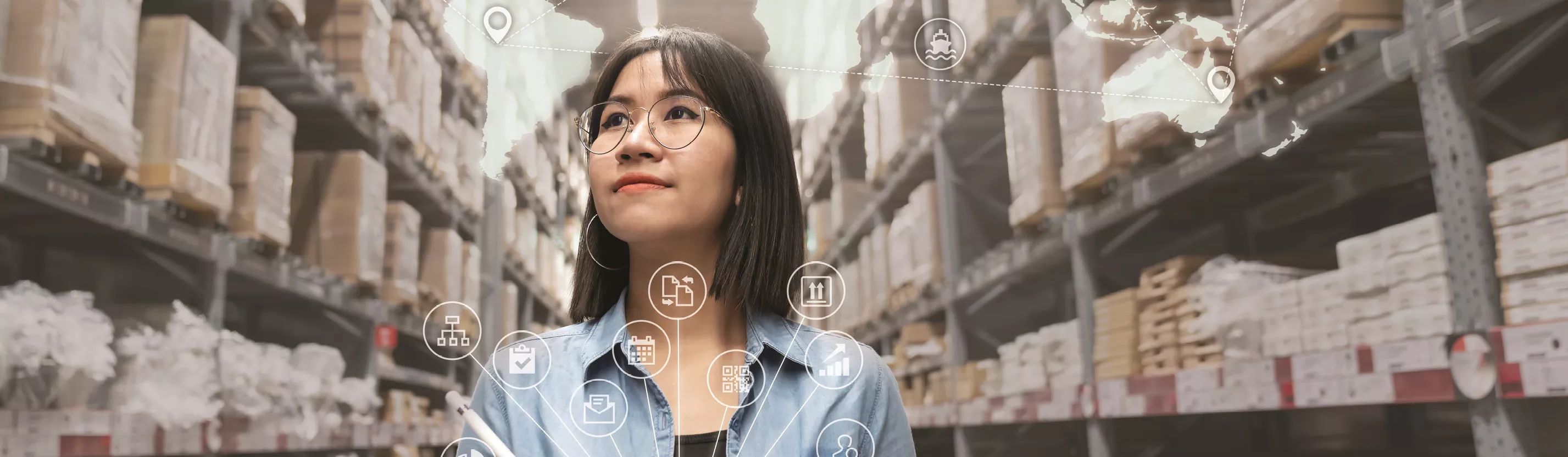 Woman in warehouse